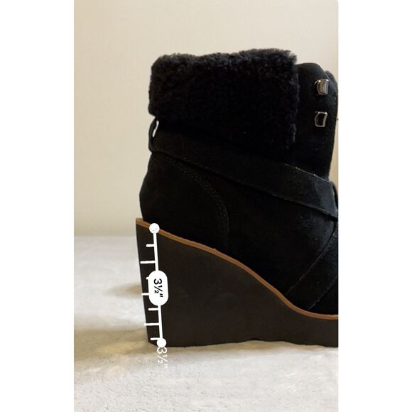Coach Winter Wegde Black Suede Lace Up Bootie 7 KENNA - Picture 6 of 10